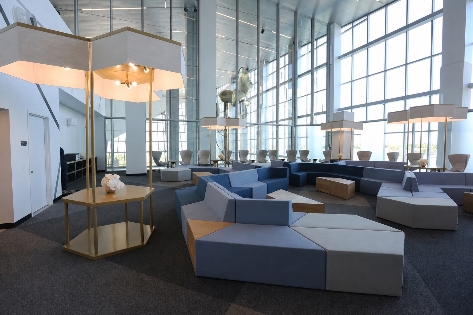 Custom decorative lighting at the Royal Caribbean cruise terminal in Miami